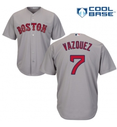 Youth Majestic Boston Red Sox #7 Christian Vazquez Replica Grey Road Cool Base MLB Jersey