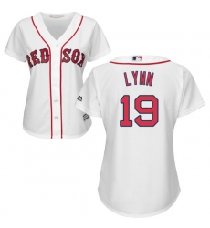 Women's Majestic Boston Red Sox #19 Fred Lynn Authentic White Home MLB Jersey