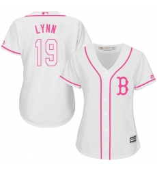 Women's Majestic Boston Red Sox #19 Fred Lynn Replica White Fashion MLB Jersey