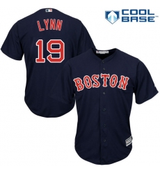 Youth Majestic Boston Red Sox #19 Fred Lynn Authentic Navy Blue Alternate Road Cool Base MLB Jersey