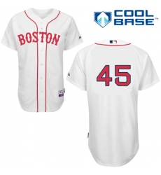 Men's Majestic Boston Red Sox #45 Pedro Martinez Authentic White New Cool Base MLB Jersey