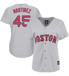 Women's Majestic Boston Red Sox #45 Pedro Martinez Replica Grey Road MLB Jersey