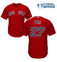 Men's Majestic Boston Red Sox #27 Carlton Fisk Replica Red Alternate Home Cool Base MLB Jersey