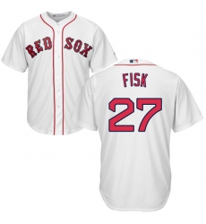 Youth Majestic Boston Red Sox #27 Carlton Fisk Replica White Home Cool Base MLB Jersey