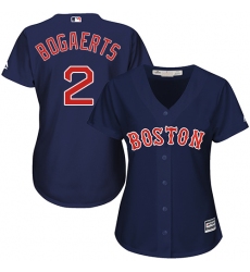 Women's Majestic Boston Red Sox #2 Xander Bogaerts Replica Navy Blue Alternate Road MLB Jersey