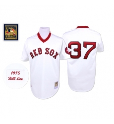 Men's Mitchell and Ness Boston Red Sox #37 Bill Lee Authentic White Throwback MLB Jersey