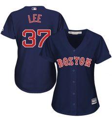 Women's Majestic Boston Red Sox #37 Bill Lee Replica Navy Blue Alternate Road MLB Jersey
