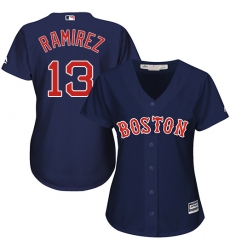 Women's Majestic Boston Red Sox #13 Hanley Ramirez Authentic Navy Blue Alternate Road MLB Jersey
