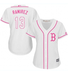 Women's Majestic Boston Red Sox #13 Hanley Ramirez Authentic White Fashion MLB Jersey