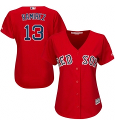 Women's Majestic Boston Red Sox #13 Hanley Ramirez Replica Red Alternate Home MLB Jersey