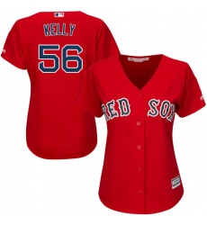 Women's Majestic Boston Red Sox #56 Joe Kelly Authentic Red Alternate Home MLB Jersey