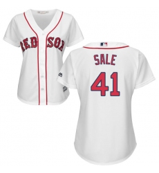 Women's Majestic Boston Red Sox #41 Chris Sale Replica White Home MLB Jersey