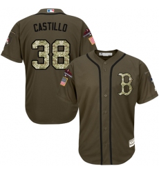 Men's Majestic Boston Red Sox #38 Rusney Castillo Authentic Green Salute to Service 2018 World Series Champions MLB Jersey