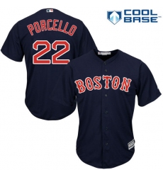 Men's Majestic Boston Red Sox #22 Rick Porcello Replica Navy Blue Alternate Road Cool Base MLB Jersey
