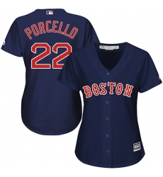 Women's Majestic Boston Red Sox #22 Rick Porcello Replica Navy Blue Alternate Road MLB Jersey
