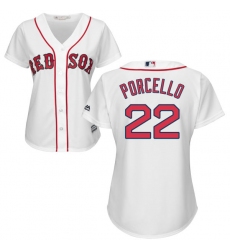 Women's Majestic Boston Red Sox #22 Rick Porcello Replica White Home MLB Jersey