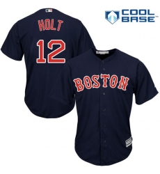 Men's Majestic Boston Red Sox #12 Brock Holt Replica Navy Blue Alternate Road Cool Base MLB Jersey