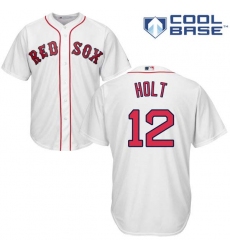 Youth Majestic Boston Red Sox #12 Brock Holt Authentic White Home Cool Base MLB Jersey