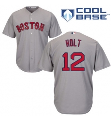 Youth Majestic Boston Red Sox #12 Brock Holt Replica Grey Road Cool Base MLB Jersey