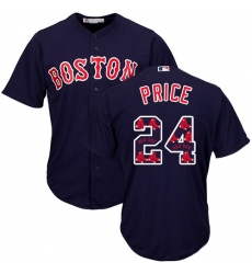 Men's Majestic Boston Red Sox #24 David Price Authentic Navy Blue Team Logo Fashion Cool Base MLB Jersey