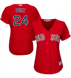 Women's Majestic Boston Red Sox #24 David Price Authentic Red Alternate Home MLB Jersey