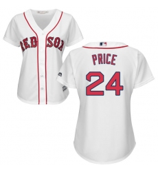 Women's Majestic Boston Red Sox #24 David Price Replica White Home MLB Jersey