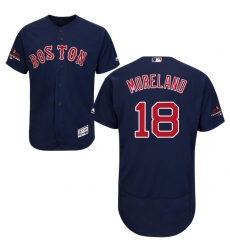 Men's Majestic Boston Red Sox #18 Mitch Moreland Navy Blue Alternate Flex Base Authentic Collection 2018 World Series Champions MLB Jersey