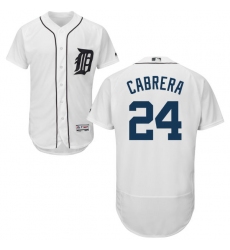Men's Majestic Detroit Tigers #24 Miguel Cabrera White Home Flex Base Authentic Collection MLB Jersey