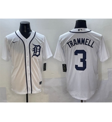 Men's Detroit Tigers #3 Alan Trammell White Cool Base Stitched Baseball Jersey