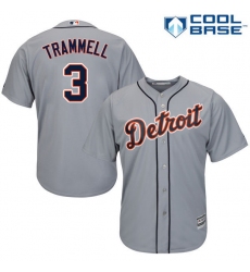 Men's Majestic Detroit Tigers #3 Alan Trammell Replica Grey Road Cool Base MLB Jersey