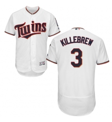 Men's Majestic Minnesota Twins #3 Harmon Killebrew White Home Flex Base Authentic Collection MLB Jersey