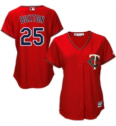 Women's Majestic Minnesota Twins #25 Byron Buxton Authentic Scarlet Alternate Cool Base MLB Jersey
