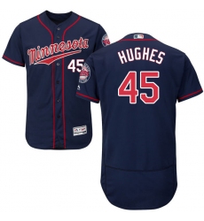 Men's Majestic Minnesota Twins #45 Phil Hughes Authentic Navy Blue Alternate Flex Base Authentic Collection MLB Jersey