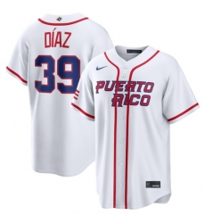 Men's Puerto Rico Baseball #39 Edwin Díaz White 2026 World Baseball Classic Home Stadium Stitched Jersey