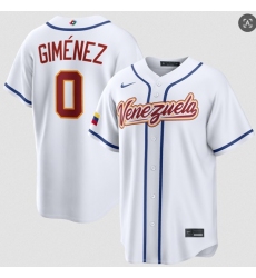 Men's Venezuela Baseball #0 Andrés Giménez White 2026 World Baseball Classic Home Stadium Stitched Jersey