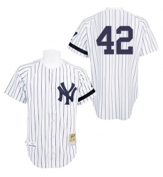 Men's Mitchell and Ness Practice New York Yankees #42 Mariano Rivera Replica White Throwback MLB Jersey
