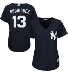 Women's Majestic New York Yankees #13 Alex Rodriguez Replica Navy Blue Alternate MLB Jersey