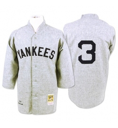Men's Mitchell and Ness 1929 New York Yankees #3 Babe Ruth Authentic Grey Throwback MLB Jersey