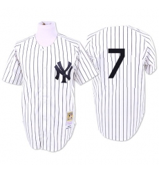 Men's Mitchell and Ness 1951 New York Yankees #7 Mickey Mantle Replica White Throwback MLB Jersey