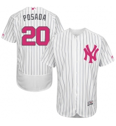 Men's Majestic New York Yankees #20 Jorge Posada Authentic White 2016 Mother's Day Fashion Flex Base MLB Jersey