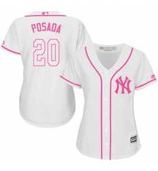 Women's Majestic New York Yankees #20 Jorge Posada Replica White Fashion Cool Base MLB Jersey