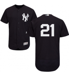 Men's Majestic New York Yankees #21 Paul O'Neill Navy Blue Alternate Flex Base Authentic Collection MLB Jersey