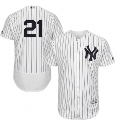 Men's Majestic New York Yankees #21 Paul O'Neill White Home Flex Base Authentic Collection MLB Jersey