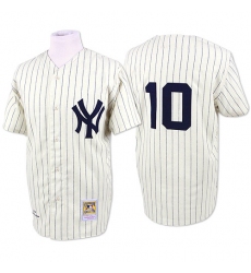 Men's Mitchell and Ness New York Yankees #10 Phil Rizzuto Authentic White Throwback MLB Jersey