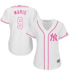 Women's Majestic New York Yankees #9 Roger Maris Replica White Fashion Cool Base MLB Jersey