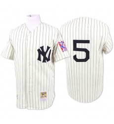 Men's Mitchell and Ness 1939 New York Yankees #5 Joe DiMaggio Authentic White Throwback MLB Jersey