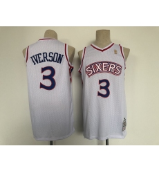 Men's Philadelphia 76ers #3 Dana Barros White Throwback Basketbal Jersey