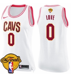 Women's Nike Cleveland Cavaliers #0 Kevin Love Swingman White/Pink Fashion 2018 NBA Finals Bound NBA Jersey