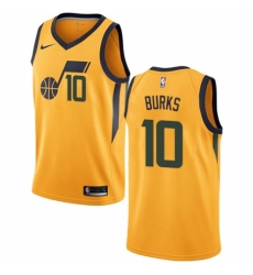 Women's Nike Utah Jazz #10 Alec Burks Swingman Gold NBA Jersey Statement Edition