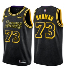 Youth Nike Los Angeles Lakers #73 Dennis Rodman Swingman Black NBA Jersey - City Edition
